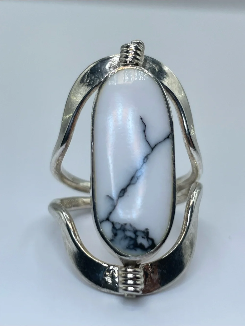 Vintage Signed Mexico Reversible Magnesite Orange Jasper Ring Sz 7 Southwestern